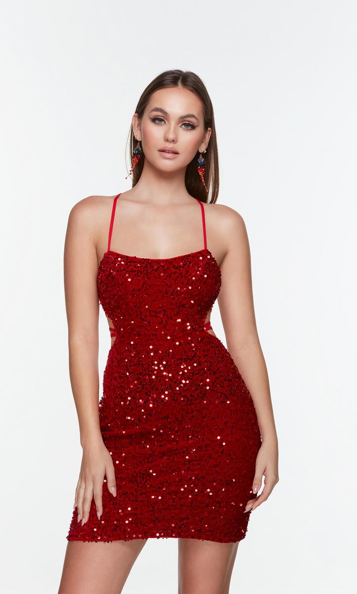 French Novelty Alyce Paris 4600 Strappy Back Short Sequin Dress