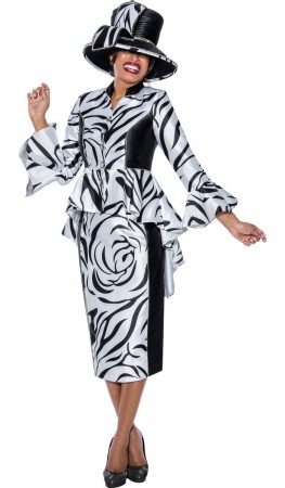 GMI G10182 Ladies Black and White Print Church Suit