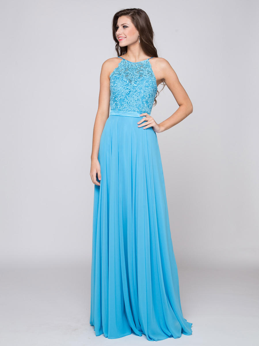 French Novelty Glow by Colors G703 Lace and Chiffon Prom Dress