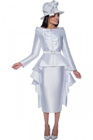 GMI G9632 Ladies High Low Pleated Church Suit