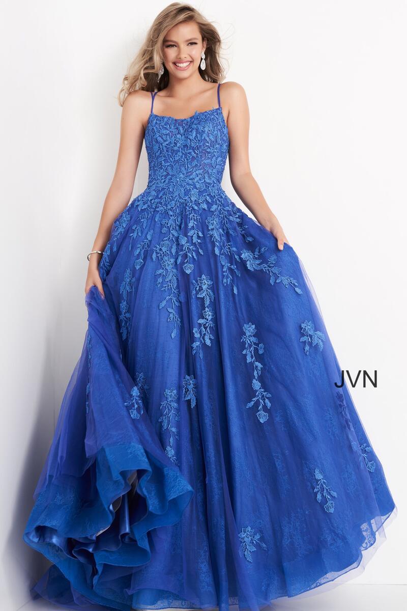 French Novelty: JVN by Jovani JVN06644 Embroidered Tulle Gown