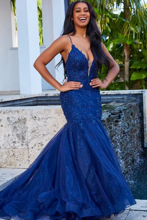 Beaded mermaid hot sale prom dress