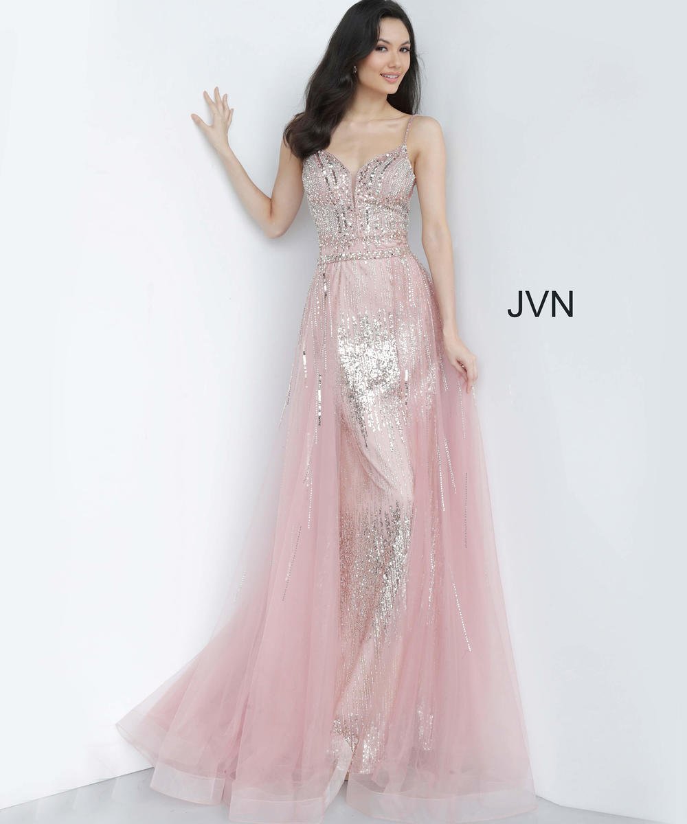French Novelty: Jovani JVN2151 Sparkling Gown with Overskirt