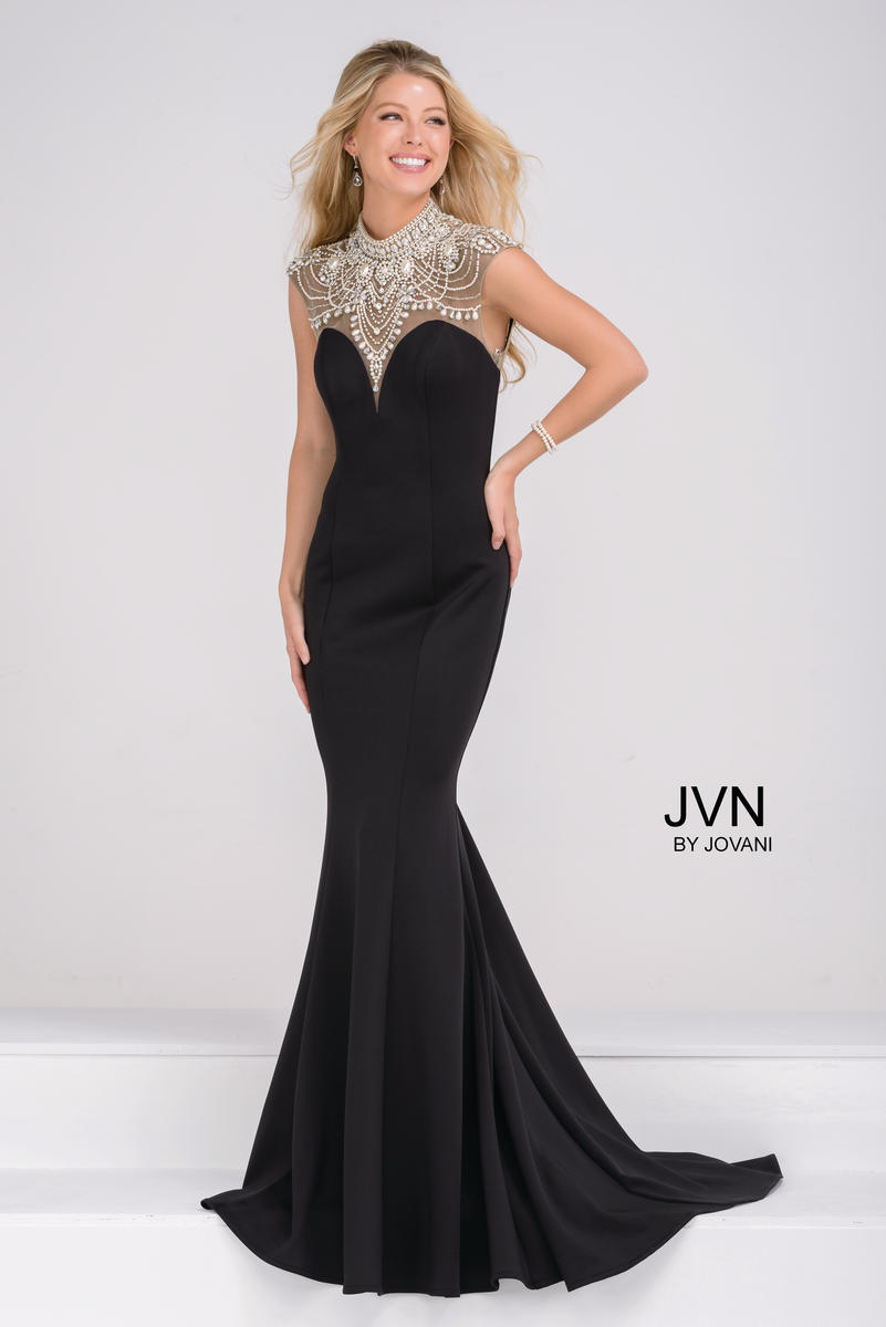 French Novelty: JVN Prom JVN47786 Beaded Illusion Gown