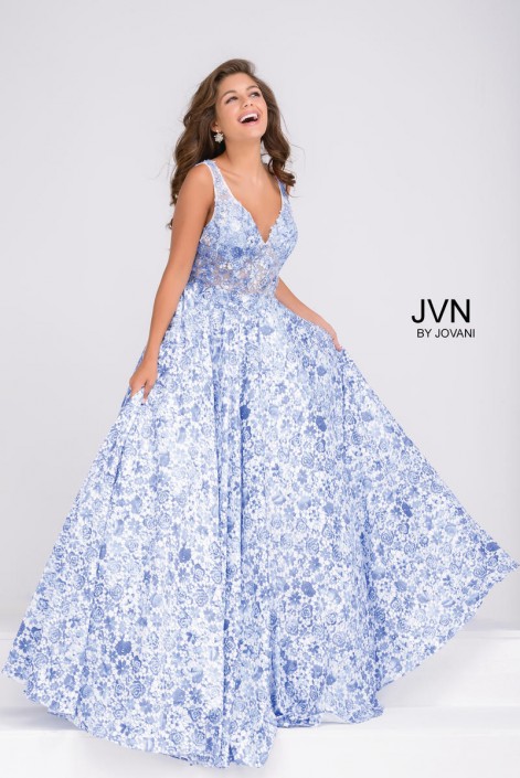 printed ball gown