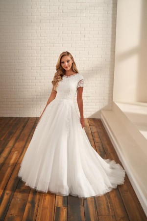 TR12026 Modest Lace Long Sleeve Wedding Dress – A Closet Full of