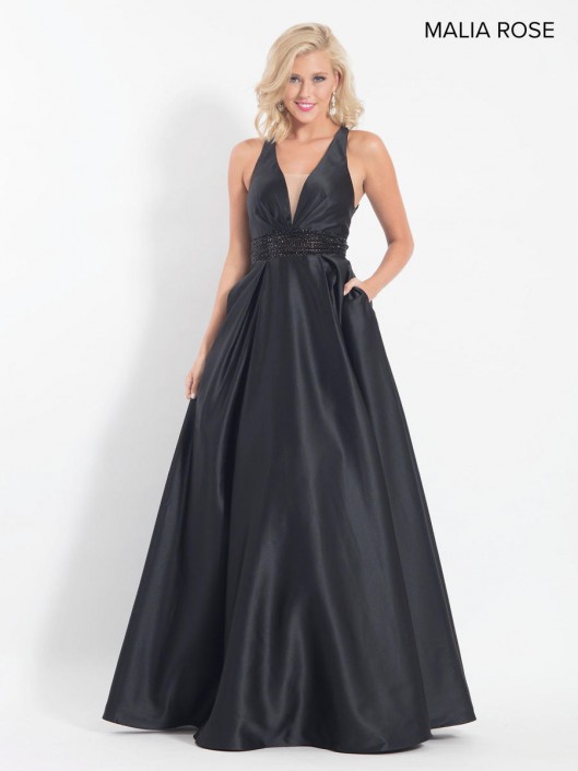 black prom dress with roses