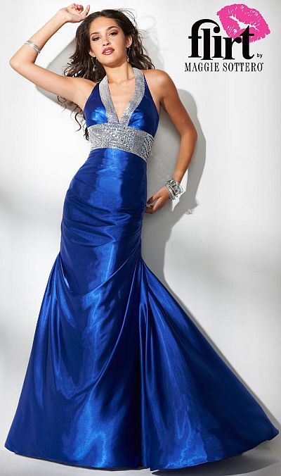 Flirt Slinky Satin Halter Prom  Dress  P1604 French Novelty