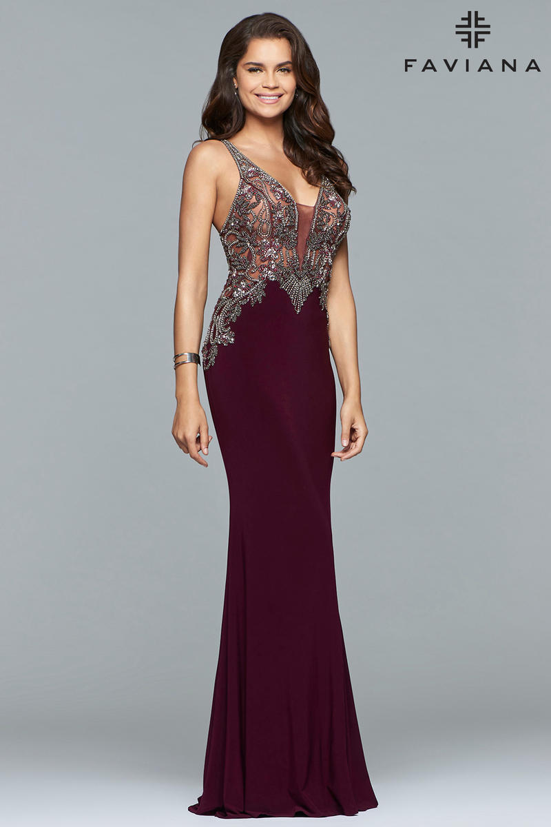 French Novelty: Faviana Glamour S10002 Sheer Beaded Prom Gown