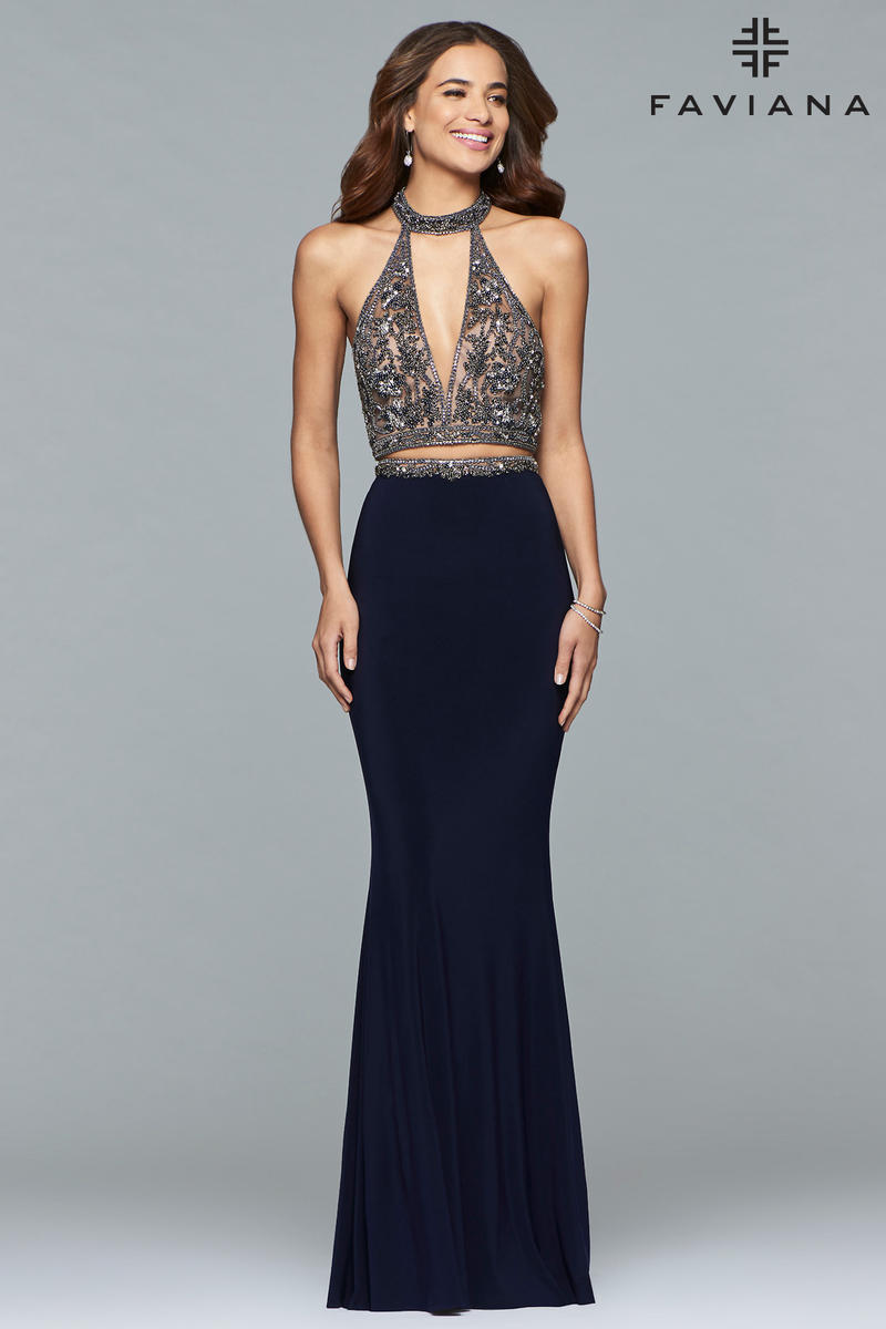 French Novelty: Faviana Glamour S10003 Deep V 2 Piece Prom Gown