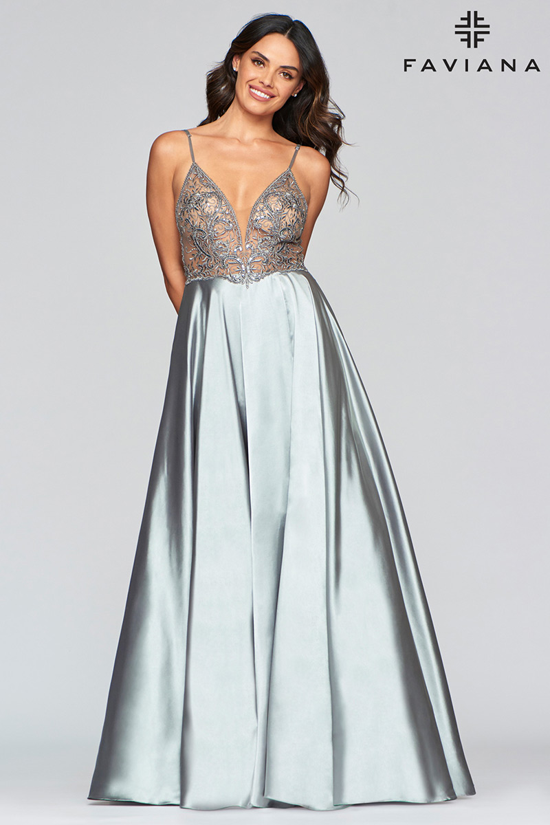 French Novelty: Faviana Glamour S10401 Sheer Top Prom Dress