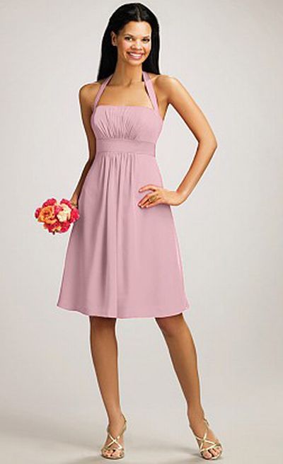 Alfred Angelo Halter Cocktail Length Bridesmaid Dress 7016S: French Novelty