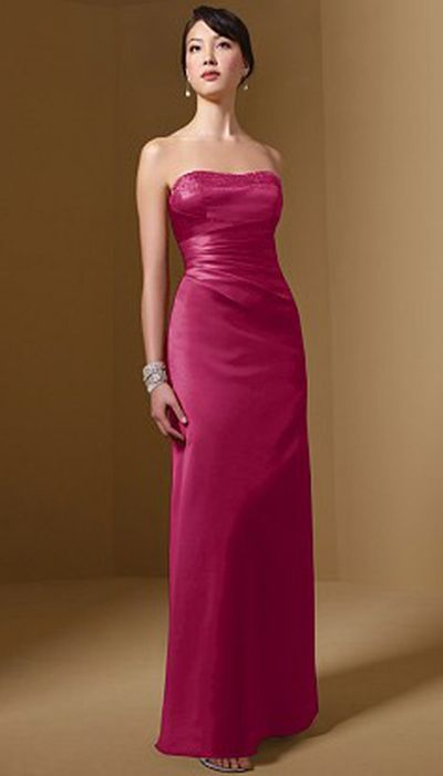 Alfred Angelo Long Satin Bridesmaid Dress with Lace-Up Back 7027 ...