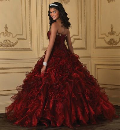 Quinceanera Shiny Organza Ruffle Dress 26634 by House of Wu: French Novelty