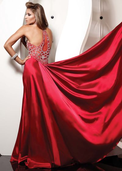 French Novelty: Jasz Couture Beaded T Back Evening Dress 4327