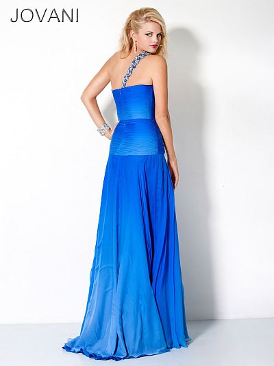 Jovani Long One Shoulder Ombre Designer Prom Dress 7399: French Novelty