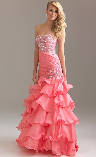 Night Moves Tier Ruffle Prom Dress with Ruffles 6425: French Novelty