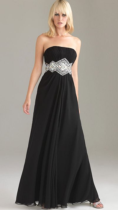 French Novelty: Night Moves Flattering Beaded Waist Prom Dress 6471