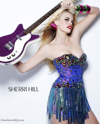 French Novelty: Sherri Hill 55189 Sheer Corset Short Party Dress