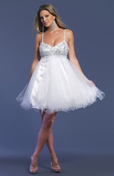 Dave and Johnny 7201 Short Party Dress with Flowy Skirt: French Novelty