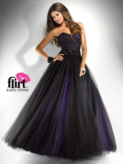 French Novelty: Flirt P5768 Tulle Ball Gown with Layered Lace