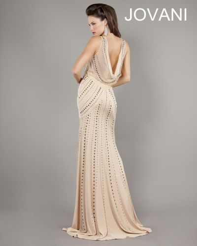 cowl back evening gown
