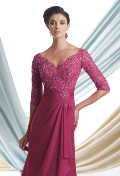 French Novelty: Montage 113925 Mother Of The Bride Dress With Lace Sleeves