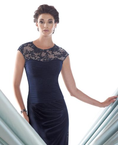 Montage 113933 Formal Dress with Beaded Cap Sleeves: French Novelty