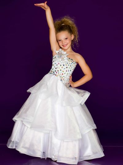 French Novelty Macduggal Sugar 81690s Girls Metallic Organza Pageant Dress