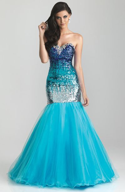 Night Moves 6604 Ombre Sequin Mermaid Dress: French Novelty