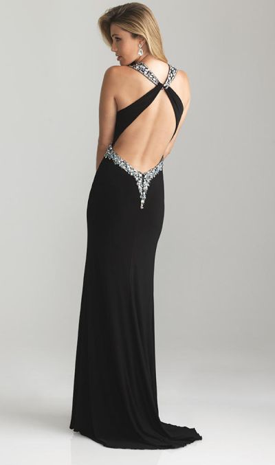 French Novelty: Night Moves 6614 Open Back Jersey Gown