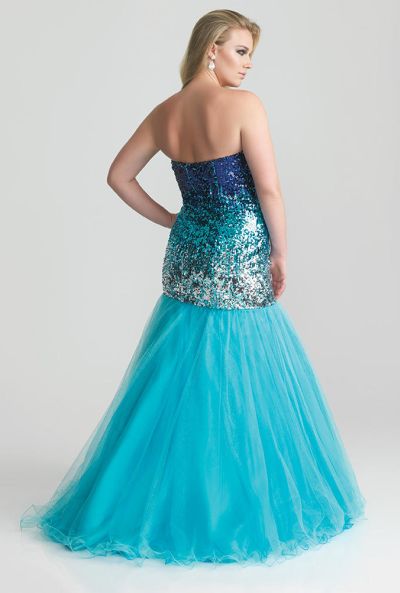 French Novelty Night Moves 6781w Ombre Sequin Mermaid Large Size Dress 4399