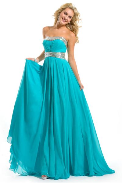 Party Time Formals 6018 Chiffon Empire Evening Dress: French Novelty