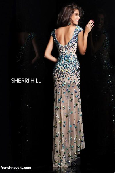 French Novelty: Sherri Hill 21081 Cap Sleeve Crystal Dress