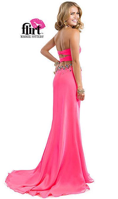 French Novelty: Flirt P2831 Bare Midriff Two Piece Long Dress