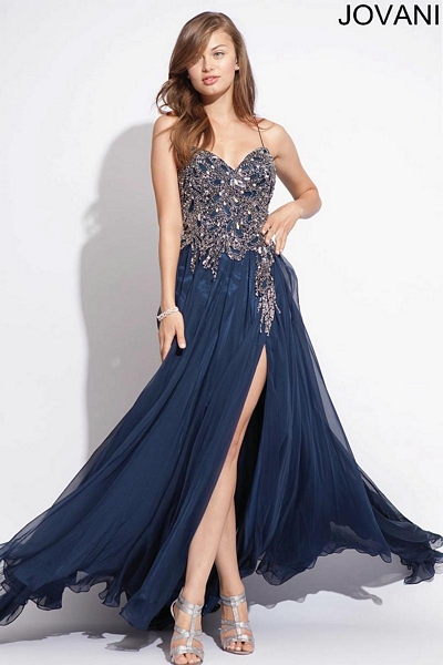 French Novelty: Jovani 72614 Strapped Chiffon Evening Dress