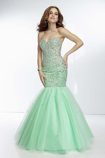 Mori Lee Paparazzi 95071 Beaded Tulle Mermaid Dress: French Novelty