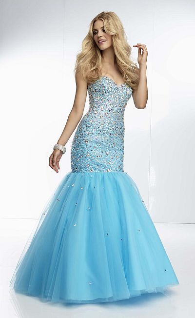 Mori Lee Paparazzi 95071 Beaded Tulle Mermaid Dress: French Novelty