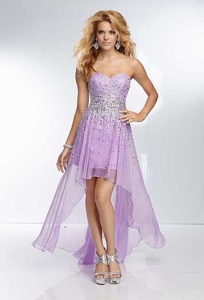 French Novelty: Mori Lee 95096 Paparazzi Feminine High Low Dress