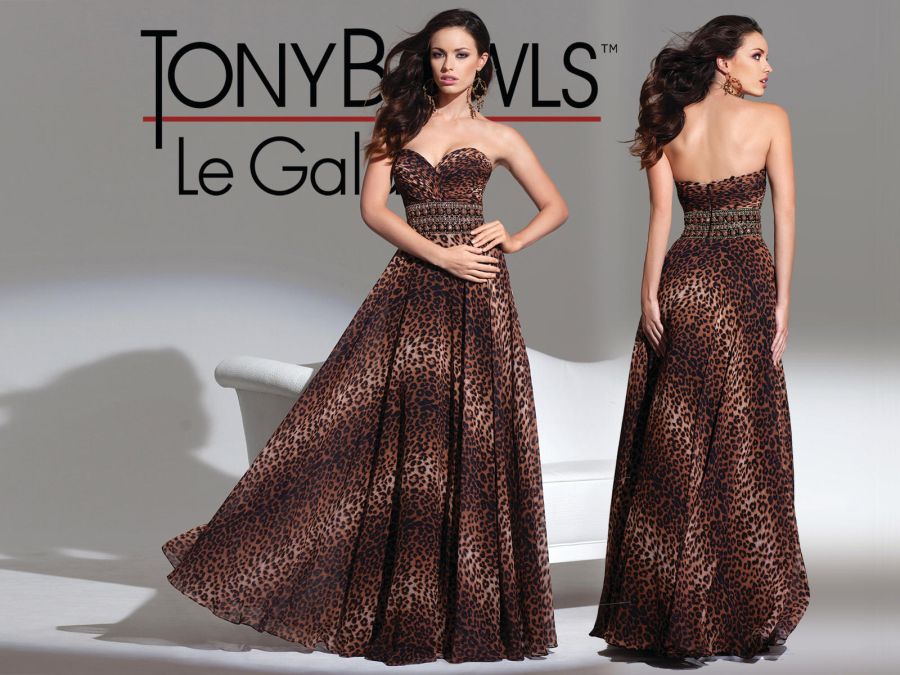 Tony Bowls Leopard Print Prom Dress