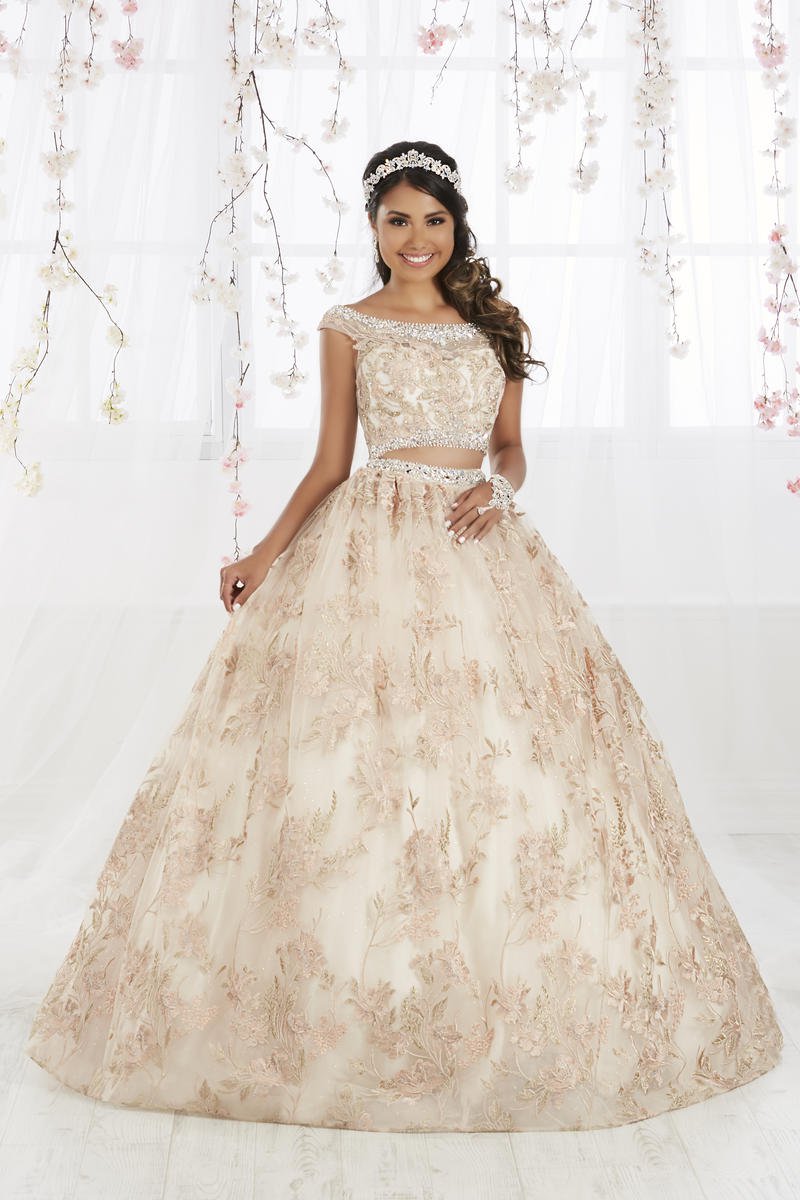 two piece champagne quince dress