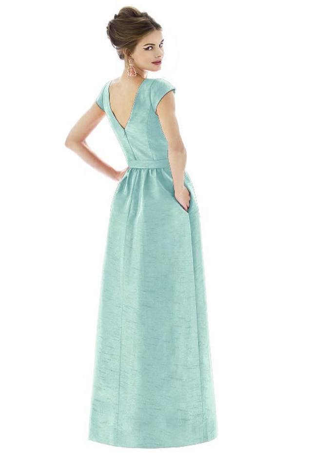 French Novelty Alfred Sung D569 Cap Sleeve Gown with Pockets