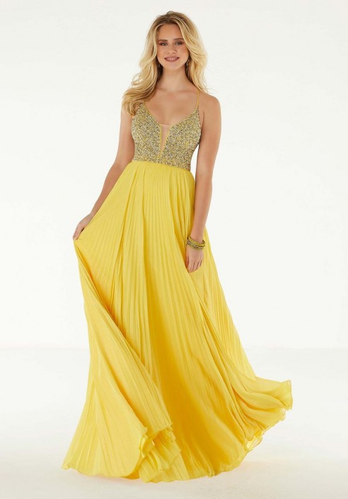 yellow shimmer dress