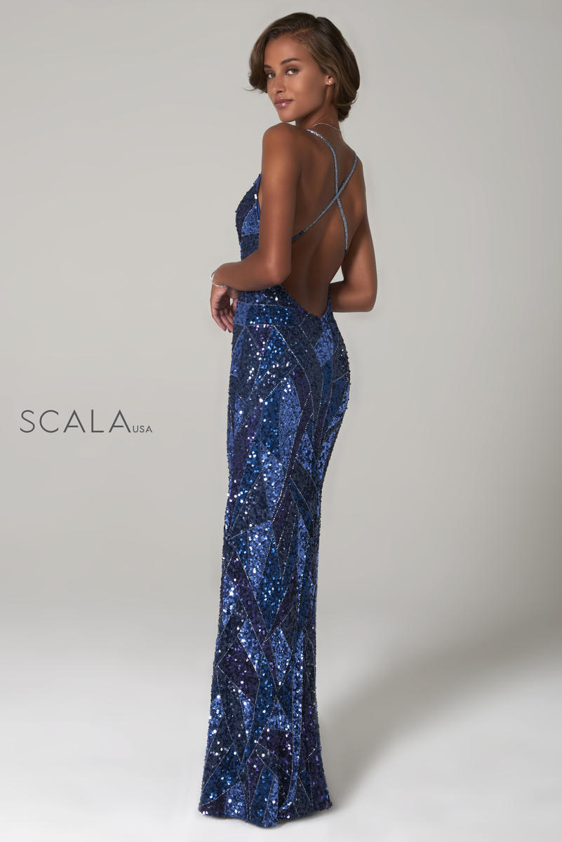 scala blue sequin dress