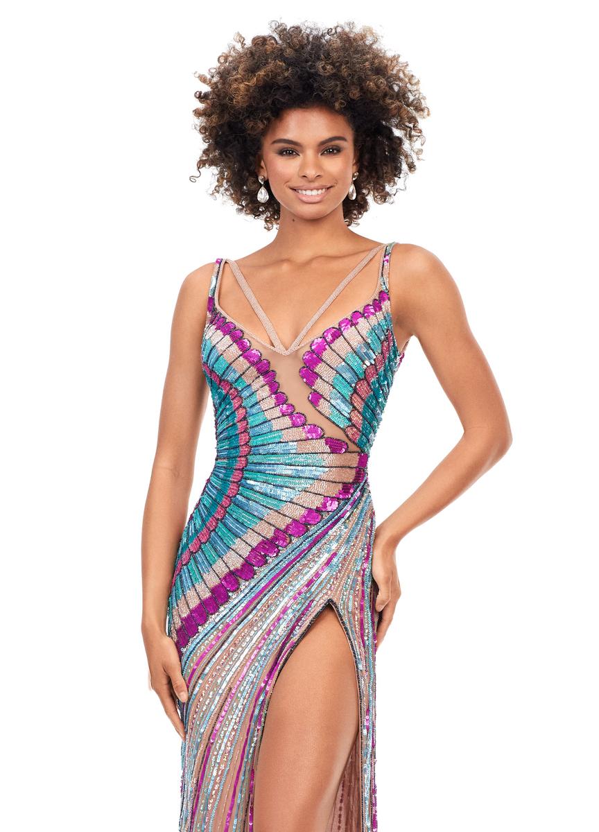 French Novelty: Ashley Lauren 11243 Colorful Beaded Gown