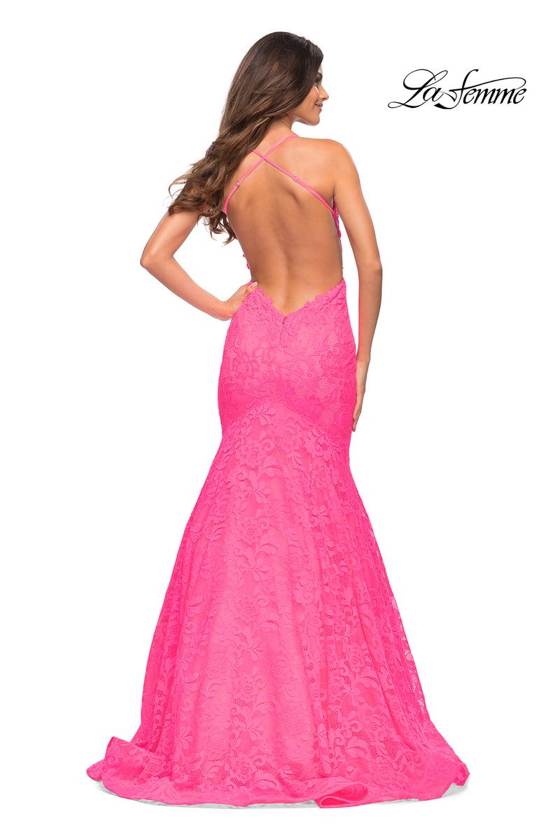 La Femme Prom Dresses Pink Lace