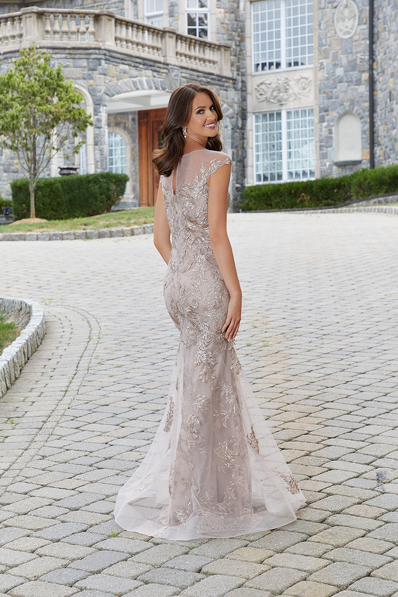 Sequined Lace Mermaid Evening Gown