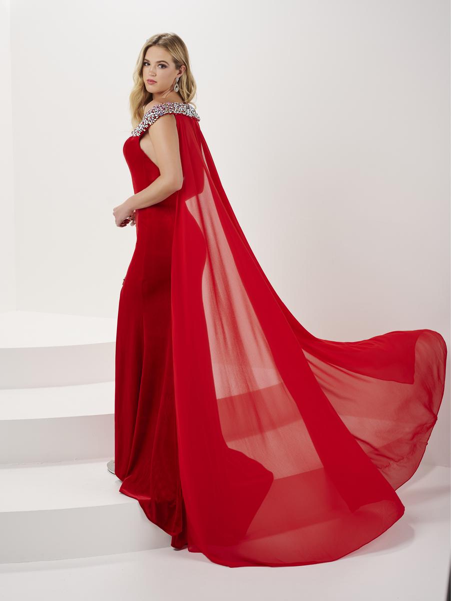 Red Stretch Velvet Pageant Dress