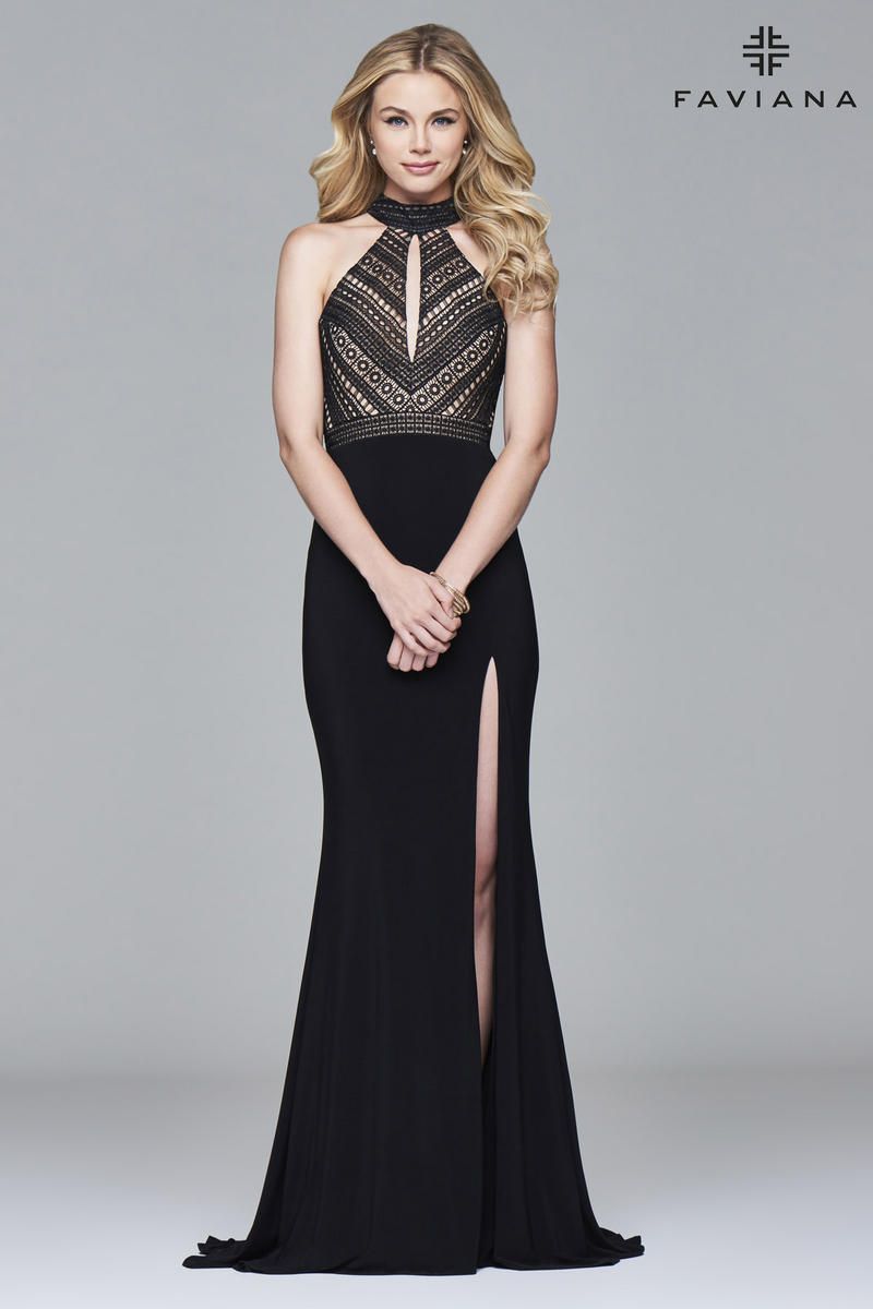 French Novelty: Faviana Glamour S7932 Draped Halter Gown