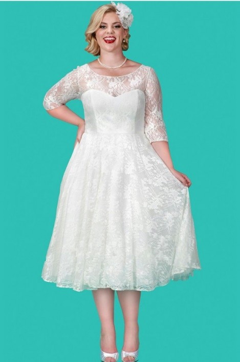 plus size tea length wedding dresses with sleeves